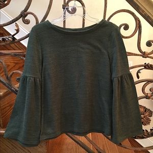 Green bell sleeve top